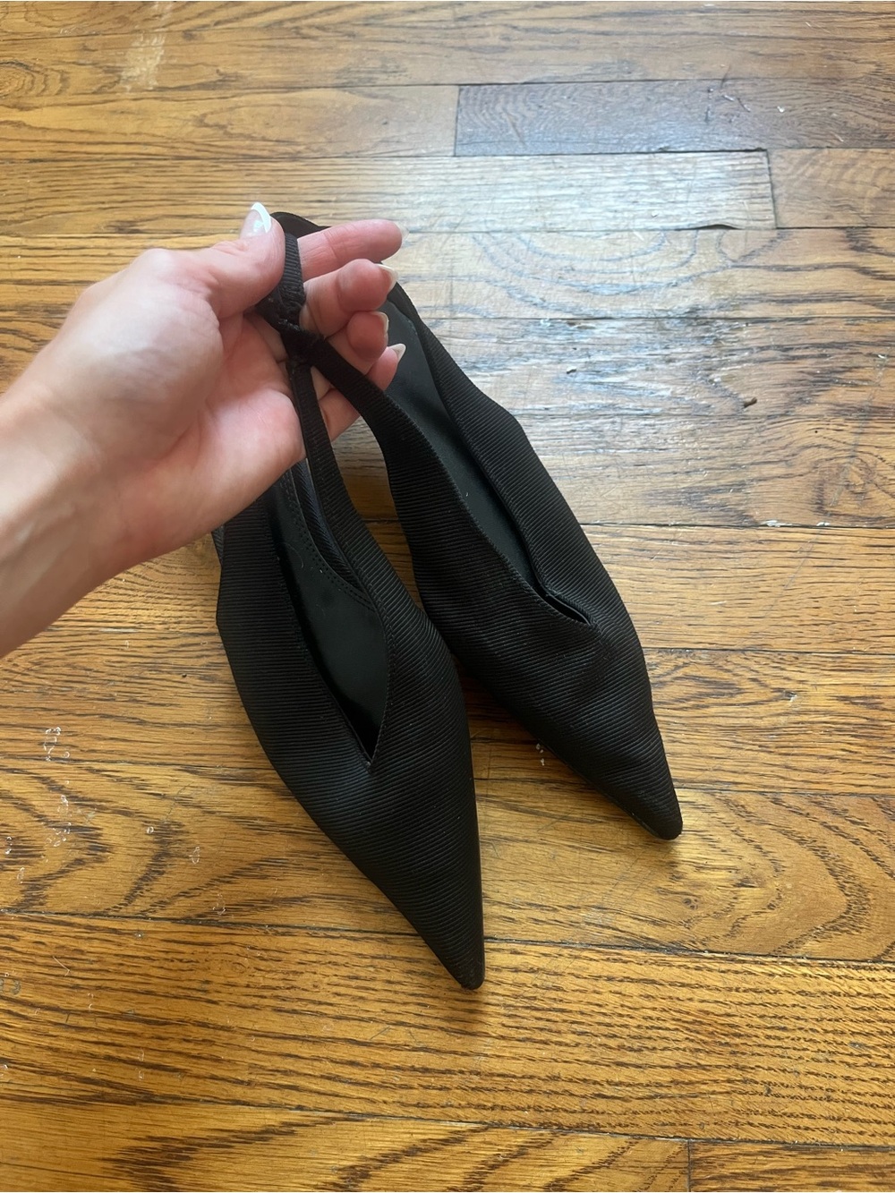 H&M Black Pointed Slingback Flats with Textured Upper